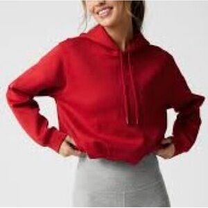 Beyond Yoga LuxeFleece Zip Up Hoodie Holly Red - Cropped Sweatshirt Full Zip M